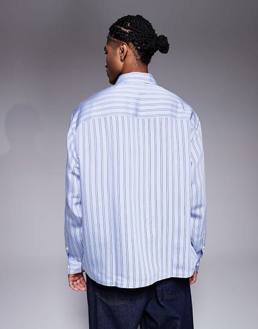 ASOS DESIGN Oversized Overhead Poplin Shirt In Blue