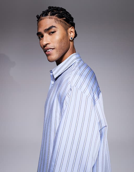ASOS DESIGN Oversized Overhead Poplin Shirt In Blue