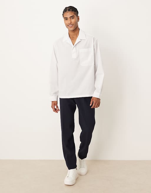 ASOS DESIGN Oversized Overhead Revere Shirt In White