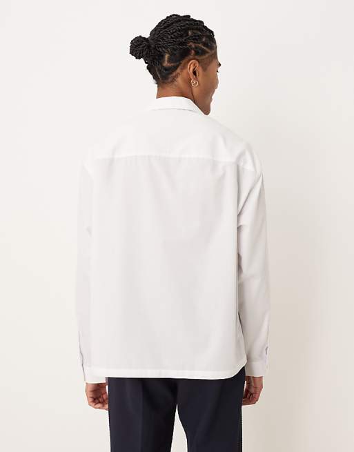 ASOS DESIGN Oversized Overhead Revere Shirt In White