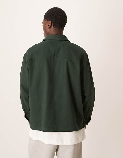 ASOS DESIGN Oversized Overhead Shirt In Green Twill