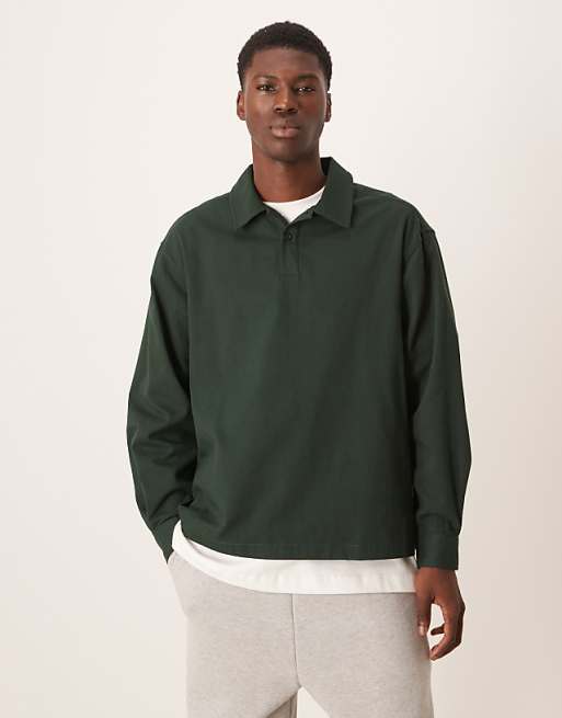 ASOS DESIGN oversized overhead shirt in green twill