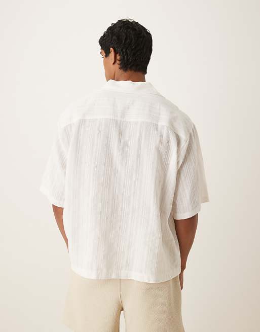 ASOS DESIGN Oversized Overhead Shirt In Light White Texture