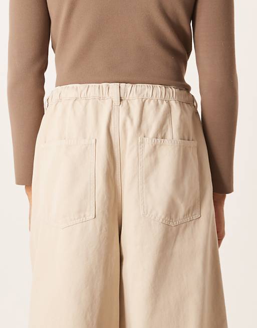 ASOS DESIGN Oversized Parachute Twill Trouser In Stone