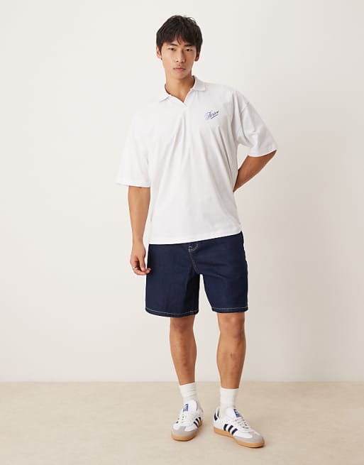 ASOS DESIGN Oversized Polo With Back Print In White