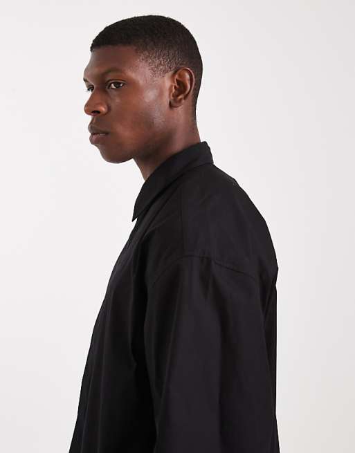 ASOS DESIGN Oversized Poplin Shirt In Black