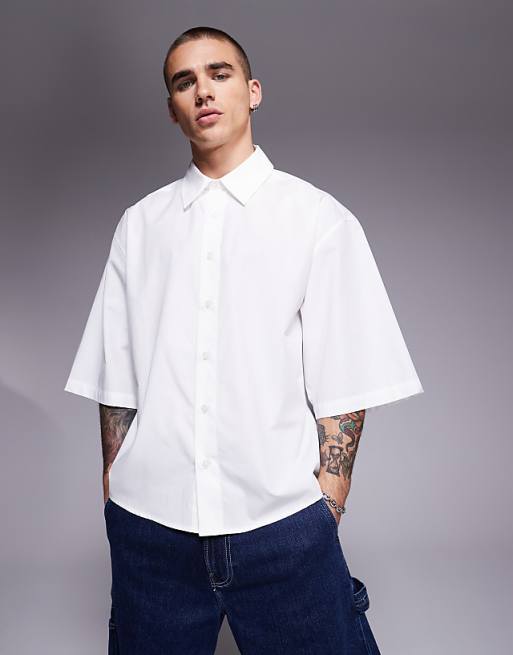ASOS DESIGN oversized poplin shirt in white