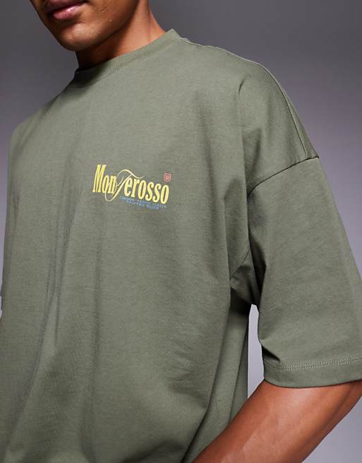 ASOS DESIGN Oversized Printed T-shirt In Khaki