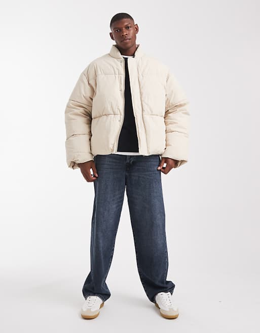 ASOS DESIGN Oversized Puffer Jacket In Ecru