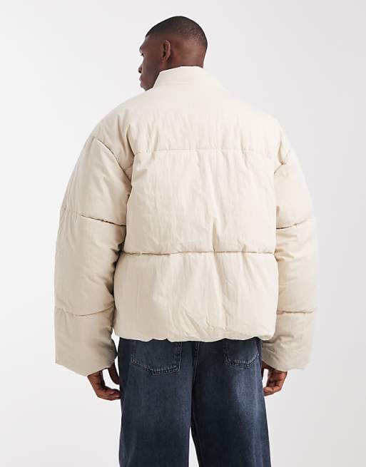 ASOS DESIGN Oversized Puffer Jacket In Ecru