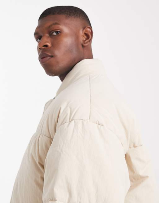 ASOS DESIGN Oversized Puffer Jacket In Ecru