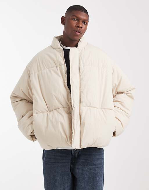 ASOS DESIGN oversized puffer jacket in ecru