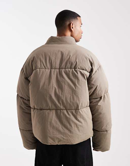 ASOS DESIGN Oversized Puffer Jacket In Stone