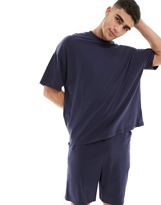 ASOS DESIGN oversized pyjama set in blue