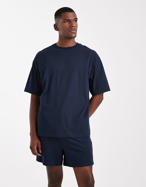 ASOS DESIGN oversized pyjamas set in navy