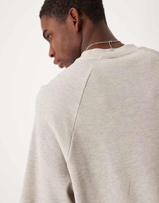 ASOS DESIGN Oversized Raglan T-shirt Coord In Grey Marl Waffle