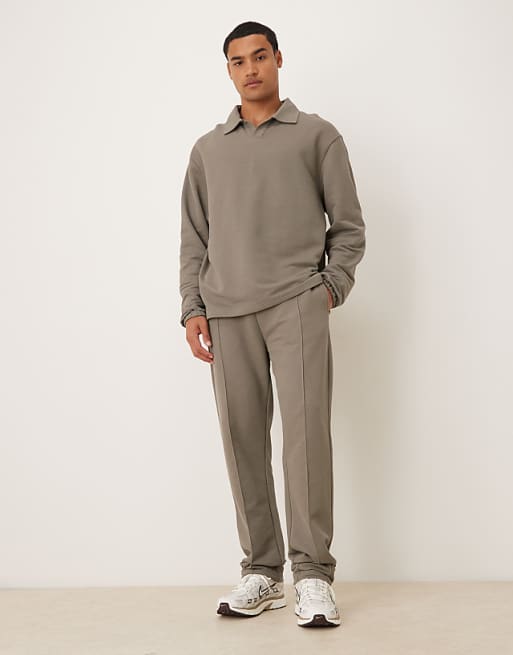 ASOS DESIGN Oversized Revere Pique Polo In Khaki