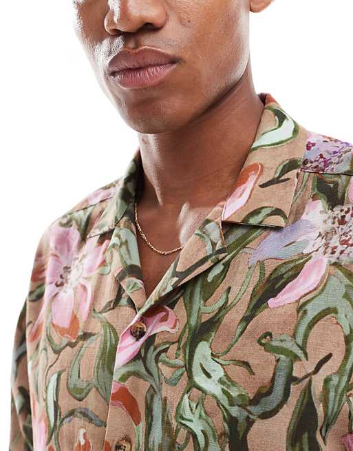 ASOS DESIGN Oversized Revere Shirt With Floral Print