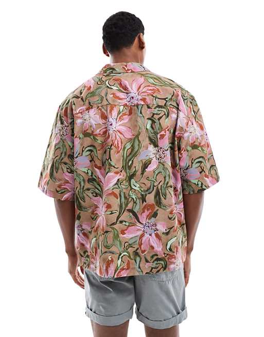 ASOS DESIGN Oversized Revere Shirt With Floral Print
