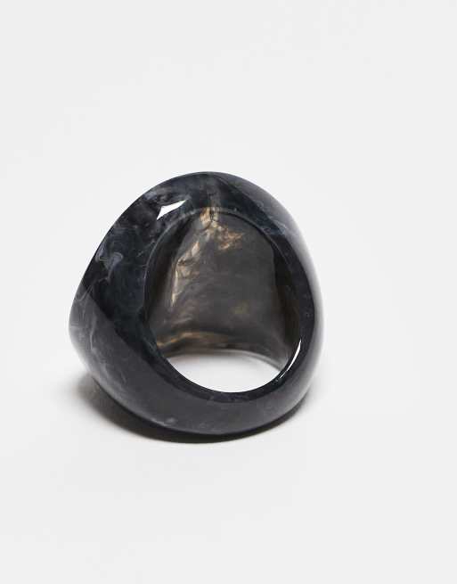 ASOS DESIGN Oversized Ring In Resin In Washed Black
