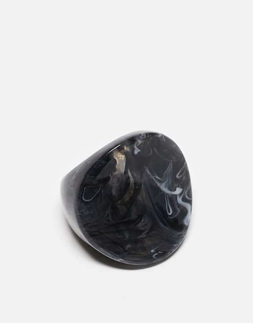 ASOS DESIGN oversized ring in resin in washed black