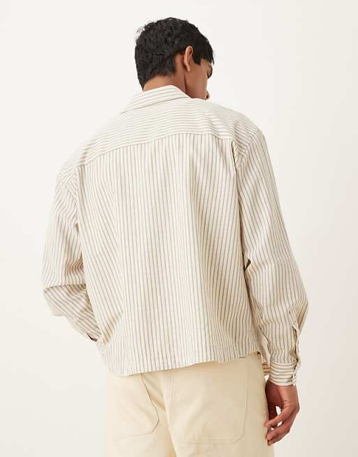 ASOS DESIGN Oversized Shirt In Beige Stripe