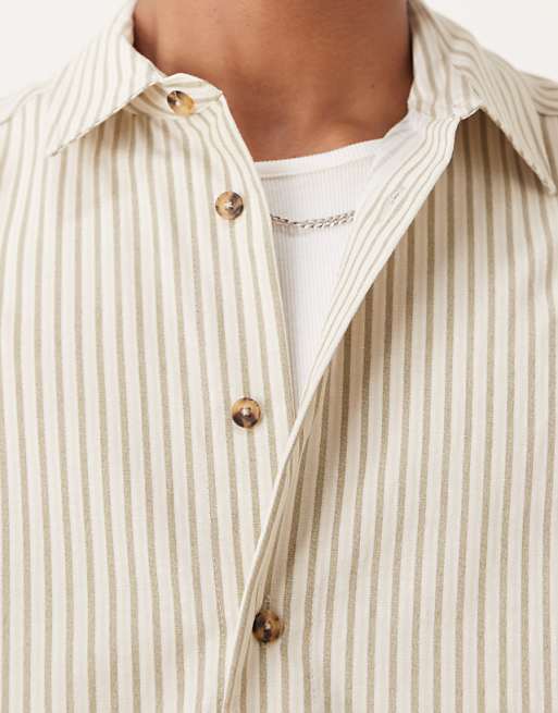 ASOS DESIGN Oversized Shirt In Beige Stripe