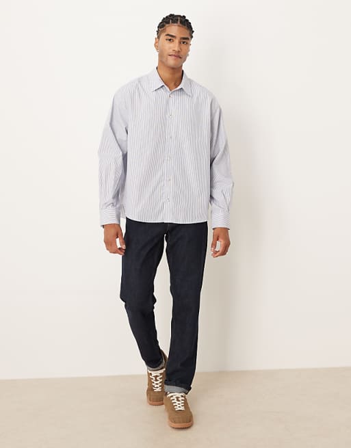 ASOS DESIGN Oversized Shirt In Blue Stripe