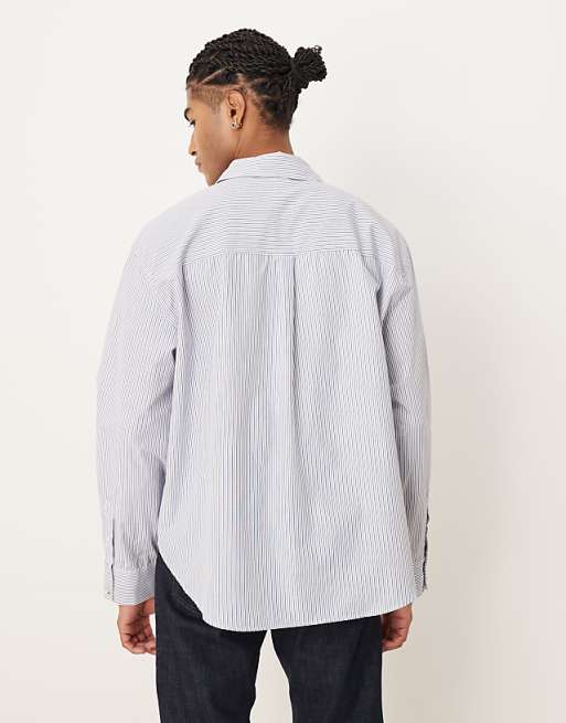 ASOS DESIGN Oversized Shirt In Blue Stripe