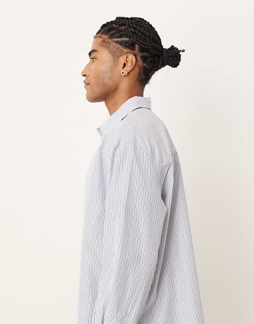 ASOS DESIGN Oversized Shirt In Blue Stripe