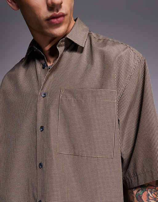 ASOS DESIGN Oversized Shirt In Brown Check