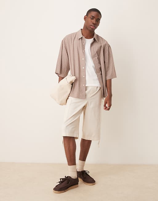 ASOS DESIGN Oversized Shirt In Brown Check
