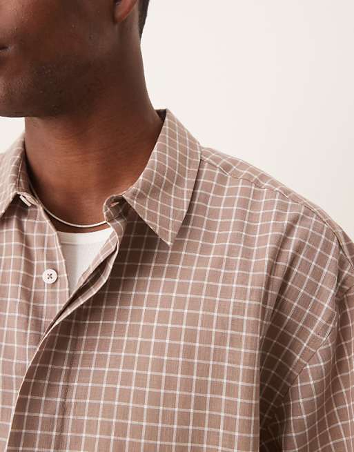 ASOS DESIGN Oversized Shirt In Brown Check
