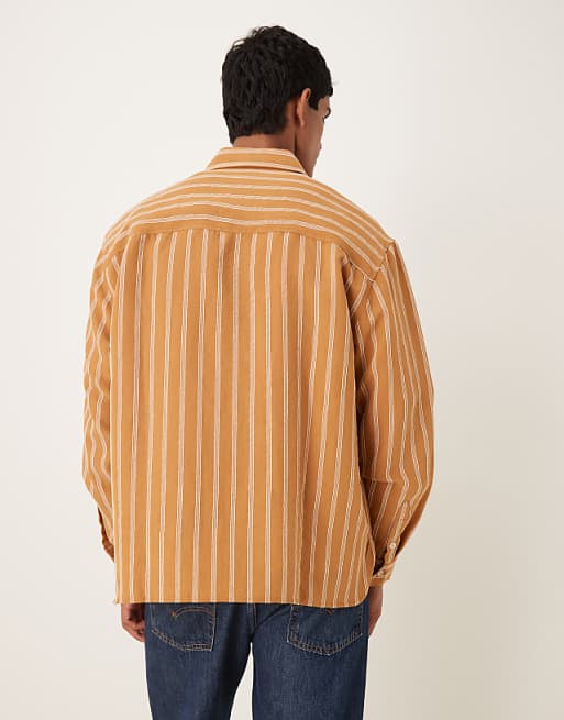 ASOS DESIGN Oversized Shirt In Rust Stripe