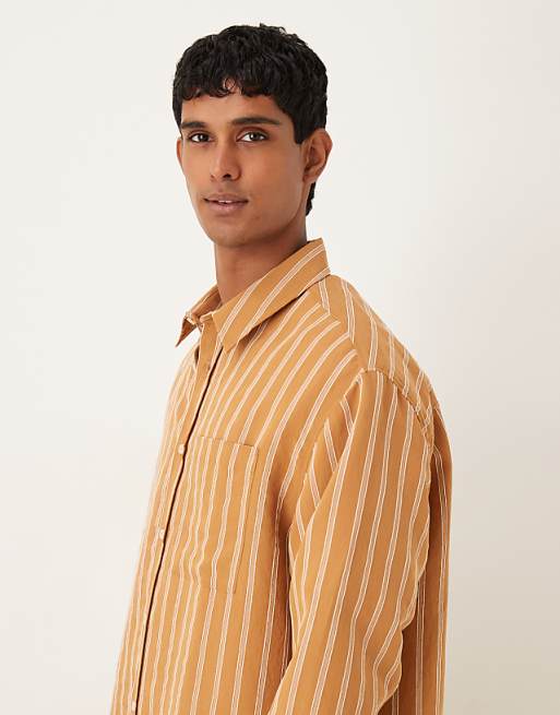 ASOS DESIGN Oversized Shirt In Rust Stripe