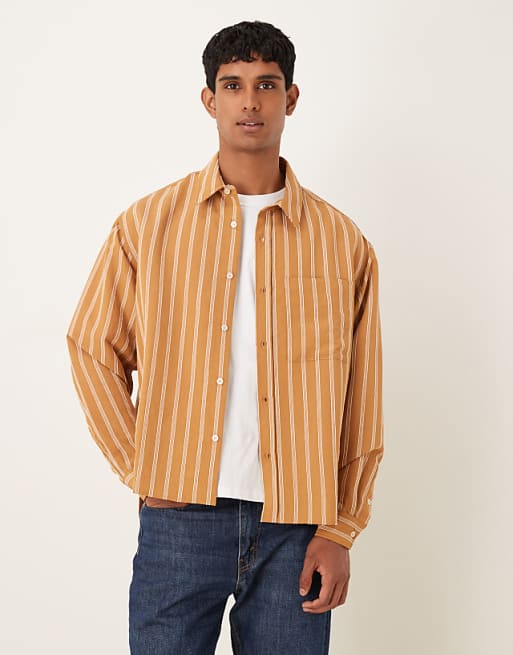 ASOS DESIGN oversized shirt in rust stripe