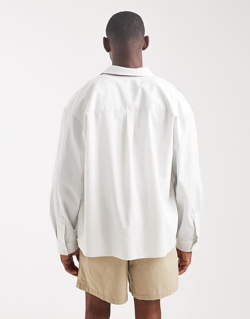 ASOS DESIGN Oversized Shirt In Stone Stripe