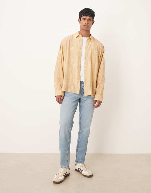 ASOS DESIGN Oversized Shirt In Yellow Stripe