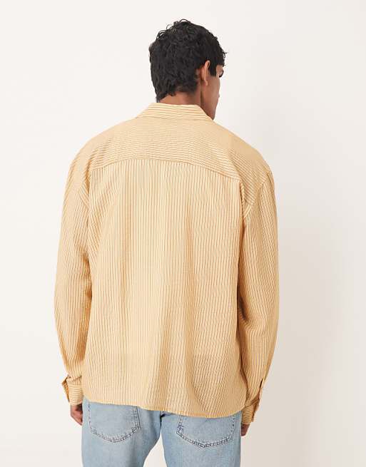ASOS DESIGN Oversized Shirt In Yellow Stripe