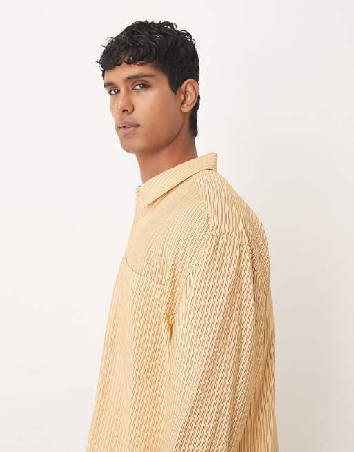 ASOS DESIGN Oversized Shirt In Yellow Stripe