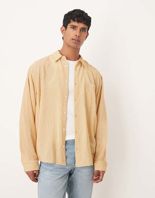 ASOS DESIGN Oversized Shirt In Yellow Stripe
