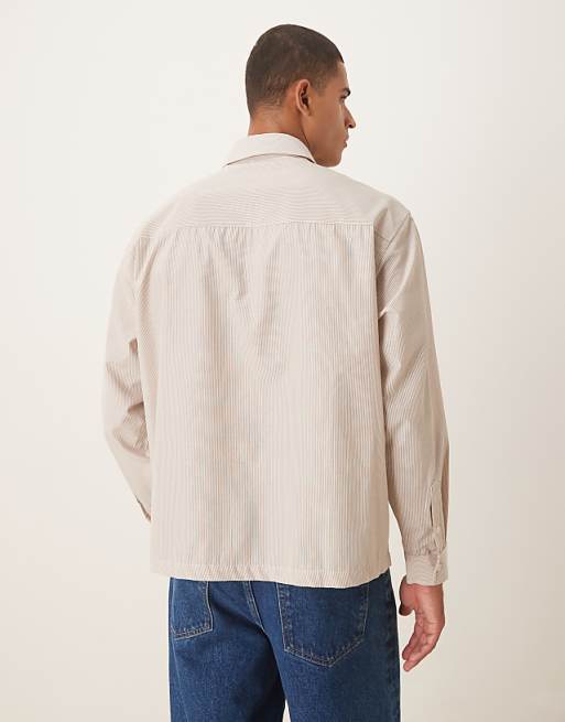 ASOS DESIGN Oversized Shirt With Chest Print In White
