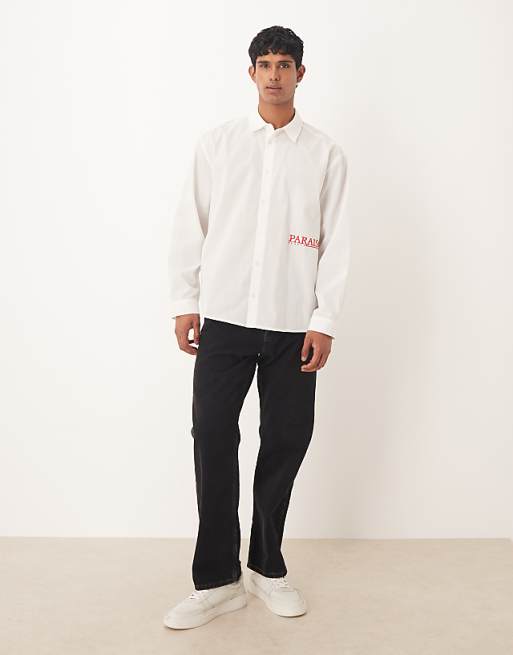 ASOS DESIGN Oversized Shirt With Embroidery In White
