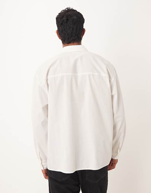 ASOS DESIGN Oversized Shirt With Embroidery In White