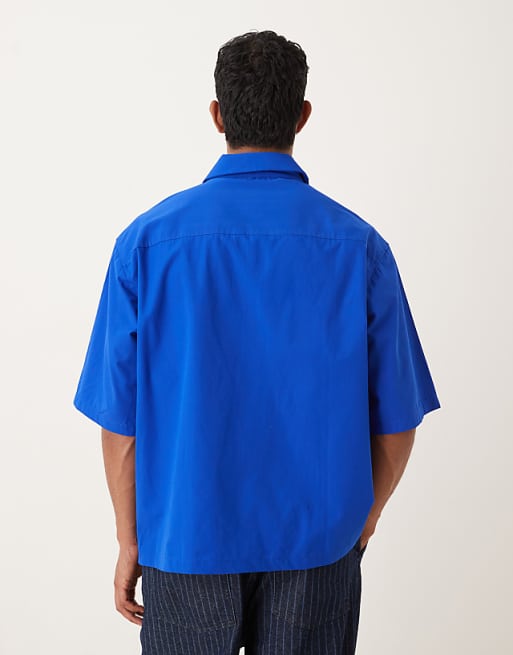 ASOS DESIGN Oversized Shirt With Print Detail In Blue