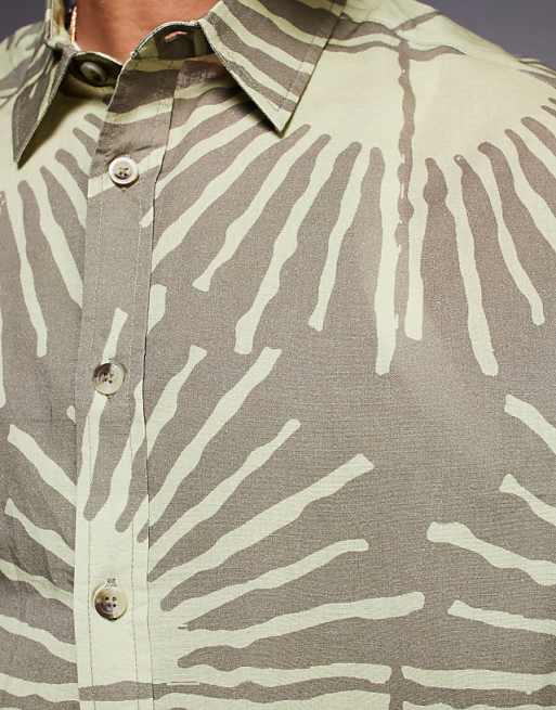 ASOS DESIGN Oversized Shirt With Sun Print In Brown