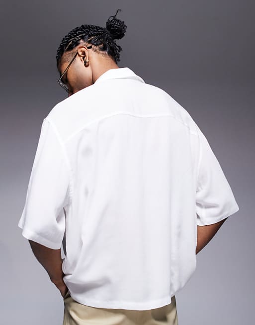 ASOS DESIGN Oversized Short Sleeve Sheer Shirt In White
