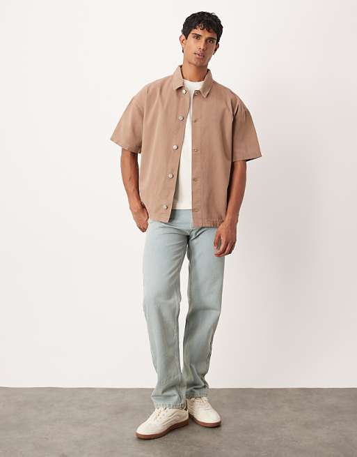 ASOS DESIGN Oversized Short Sleeve Shirt In Brown