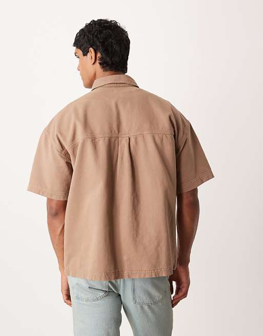 ASOS DESIGN Oversized Short Sleeve Shirt In Brown