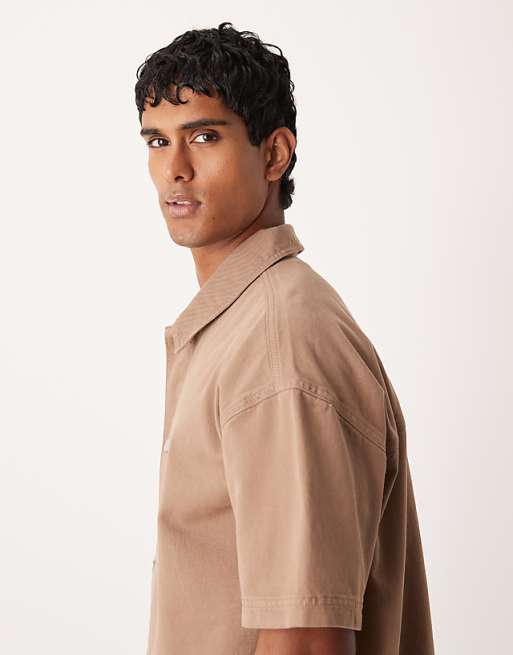 ASOS DESIGN Oversized Short Sleeve Shirt In Brown